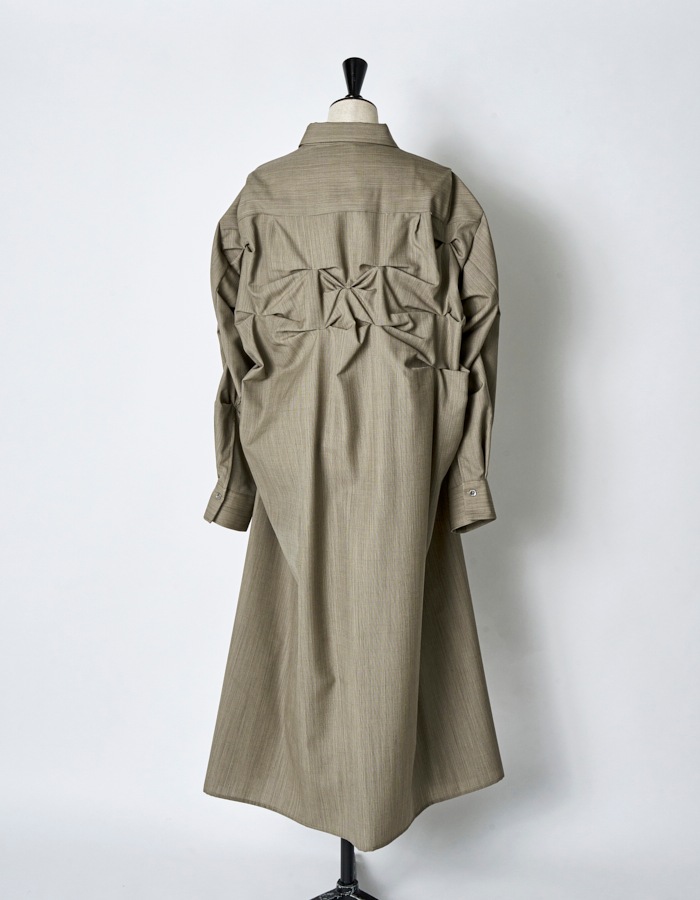 Snowflake Shirt Dress / beige check