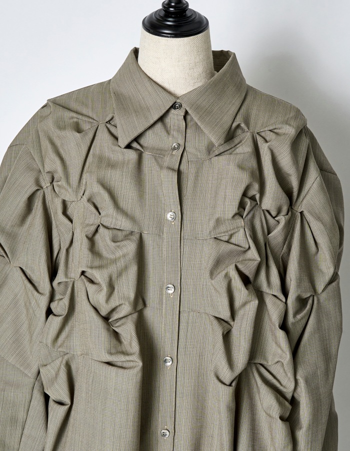 Snowflake Shirt Dress / beige check
