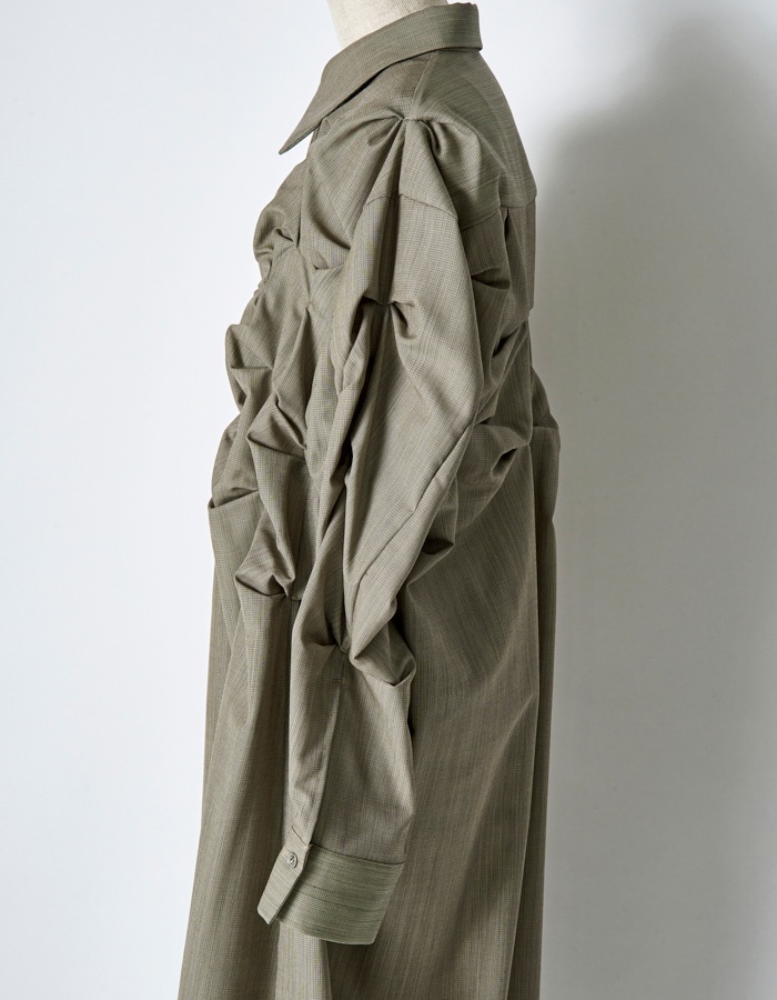 Snowflake Shirt Dress / beige check