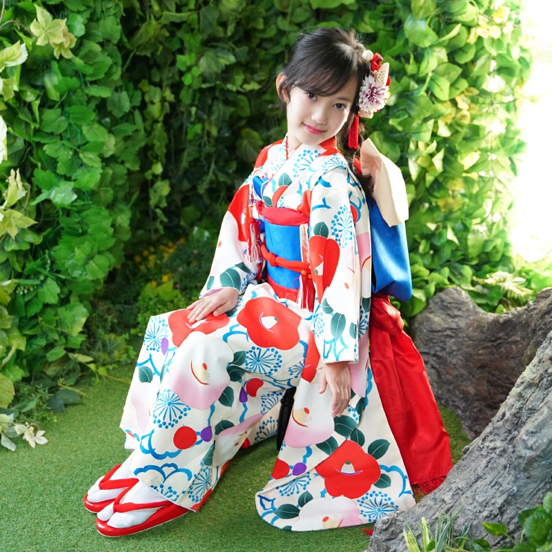 七五三 着物 7歳 フルセット 購入 販売 レトロ 椿(つばき