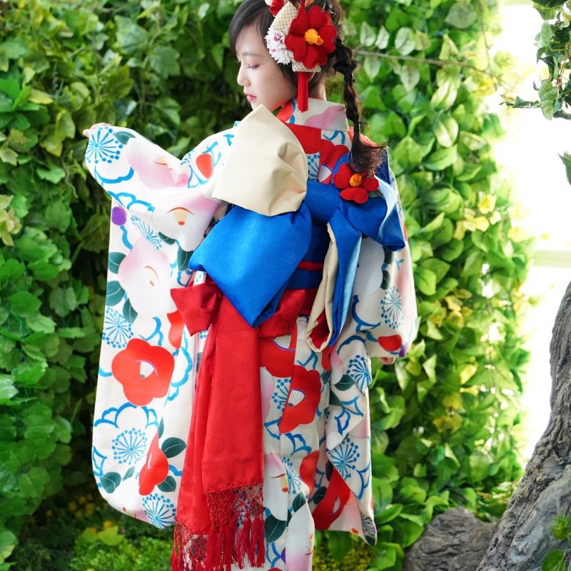 専用です☆レトロポップ大きな椿の着物に袋帯のフルセット☆七五三7歳 楽天市場】七五三 着物 7歳 フルセット 購入 販売 レトロ 椿
