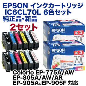 エプソン EPSON インクカートリッジ 純正 6色 IC6CL70L 2セット・12個