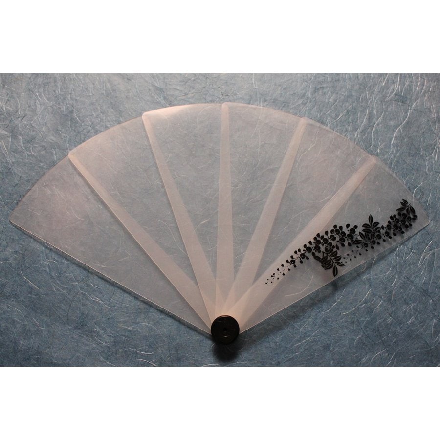 飛沫防止クリア扇子 緑守扇 透明扇子 デザイン柄：フジ 5個セット