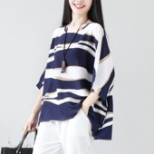 Tシャツ　ロング　柄　長袖　コットン　レディース