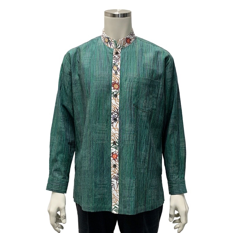 かりゆしウェア メンズ 長袖シャツ L 細縞