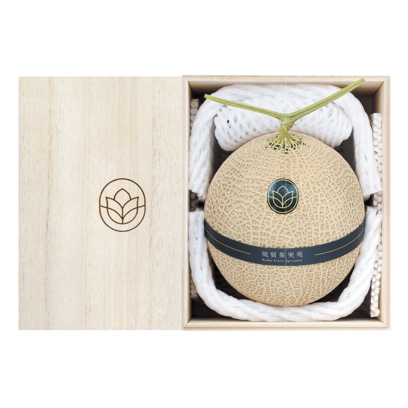 ［琉貿果実苑］静岡県産　特選静岡県マスクメロン１玉桐箱　ＭＳＫ１