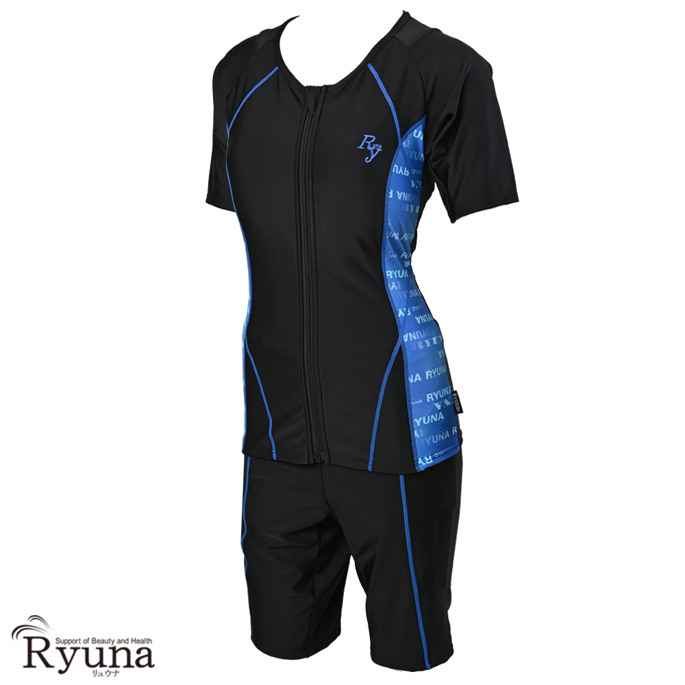 婦人 レディース 水着 ジム用水着 フィットネス水着 半袖 袖あり セパレート フルジップ ファスナー 体型カバー 柄 ロゴ 9M 11L 13L 15LL 17LL 19LL 21LL 23LL 40代 50代 60代 70代 大きいサイズ NB2511R NB2514M NB2514R