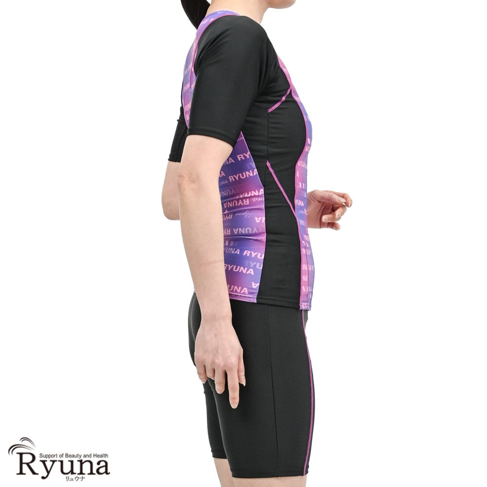 婦人 レディース 水着 ジム用水着 フィットネス水着 半袖 袖あり セパレート フルジップ ファスナー 体型カバー 柄 ロゴ 9M 11L 13L 15LL 17LL 19LL 21LL 23LL 40代 50代 60代 70代 大きいサイズ NB2511R NB2514M NB2514R