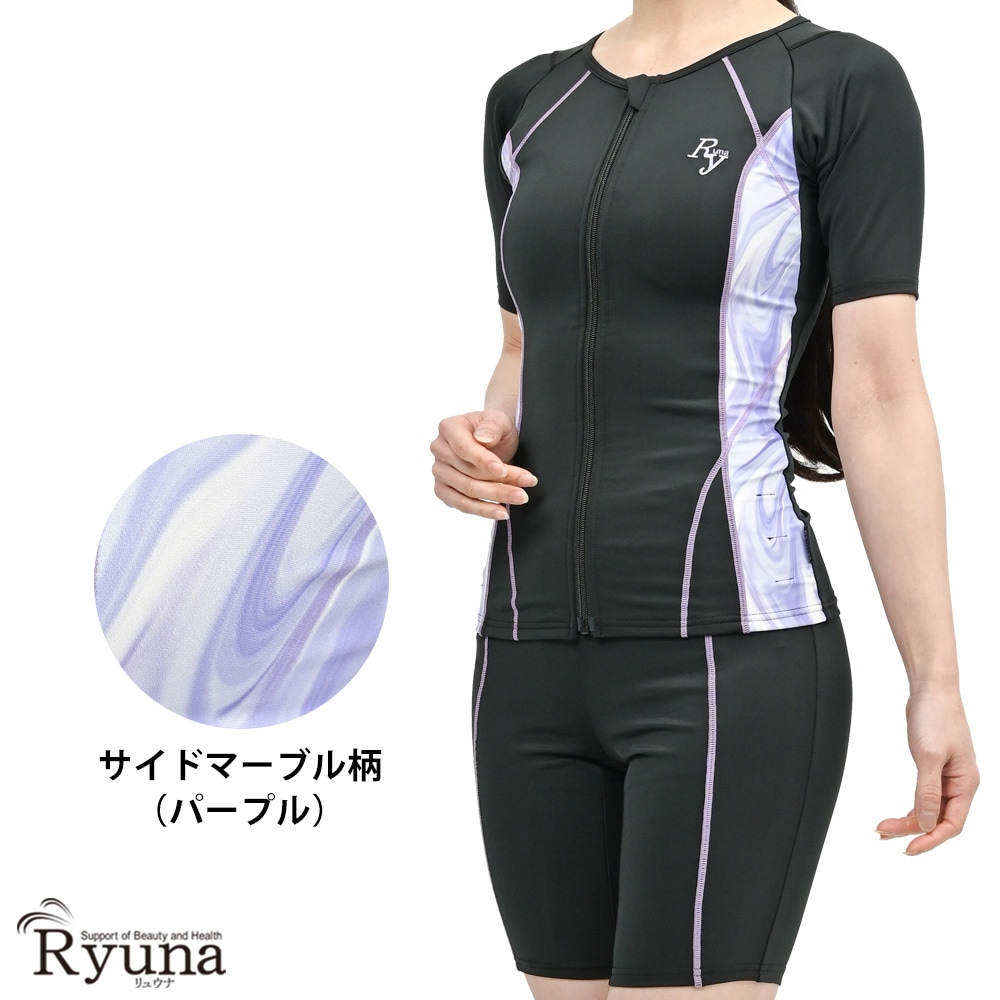 婦人 レディース 水着 ジム用水着 フィットネス水着 半袖 袖あり セパレート フルジップ ファスナー 体型カバー 柄 ロゴ 9M 11L 13L 15LL 17LL 19LL 21LL 23LL 40代 50代 60代 70代 大きいサイズ NB2511R NB2514M NB2514R