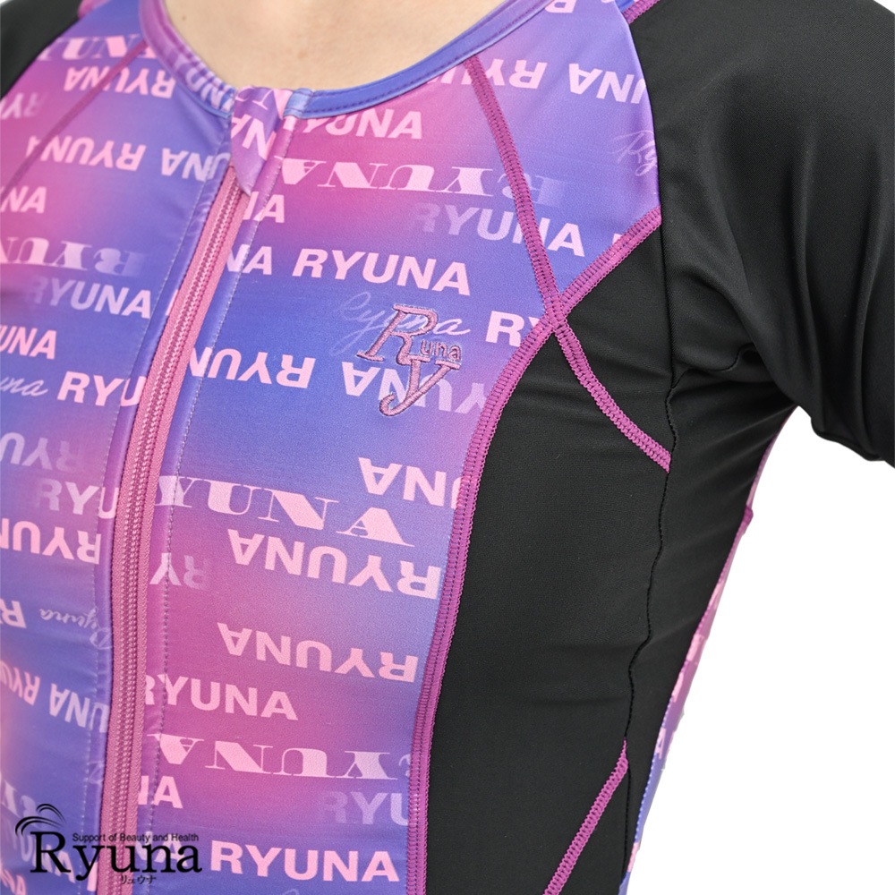 婦人 レディース 水着 ジム用水着 フィットネス水着 半袖 袖あり セパレート フルジップ ファスナー 体型カバー 柄 ロゴ 9M 11L 13L 15LL 17LL 19LL 21LL 23LL 40代 50代 60代 70代 大きいサイズ NB2511R NB2514M NB2514R