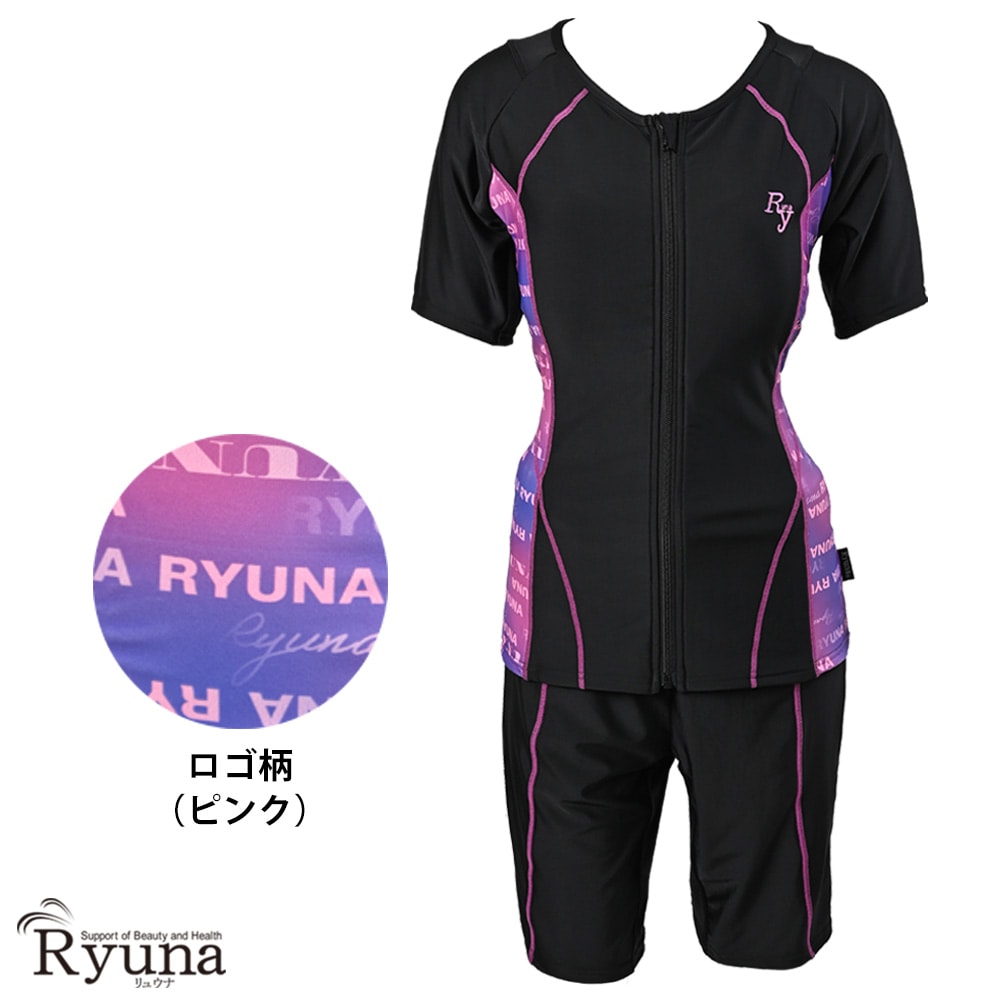 婦人 レディース 水着 ジム用水着 フィットネス水着 半袖 袖あり セパレート フルジップ ファスナー 体型カバー 柄 ロゴ 9M 11L 13L 15LL 17LL 19LL 21LL 23LL 40代 50代 60代 70代 大きいサイズ NB2511R NB2514M NB2514R