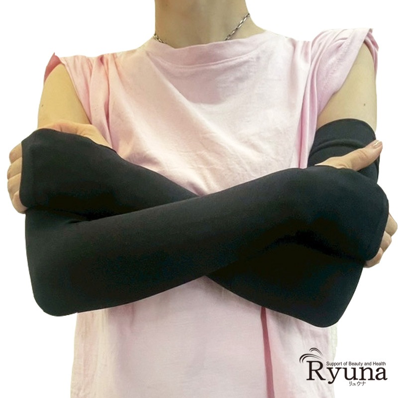 氷冷感　指穴あり　アームカバー　ブラック　黒　ホワイト　白　日本製　接触冷感　涼感持続　フリーサイズ　 熱中症対策 　 日焼け防止　UV対策　旅行　消臭　吸汗速乾　吸水速乾　SCL06-SS