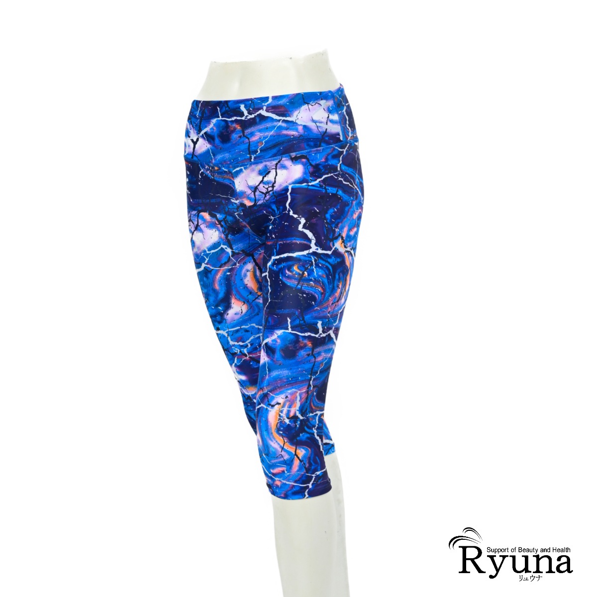 【1000円ポッキリ】アクアブルーオブティ　コラボ　雷柄7分丈レギンス RY21K7