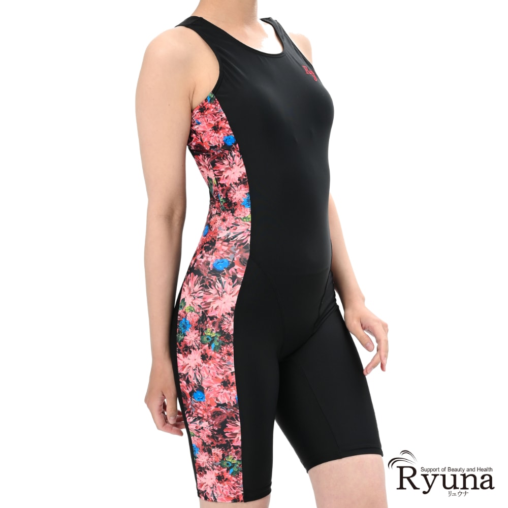 【SALE】【65％OFF】サイド花柄オールインワン水着