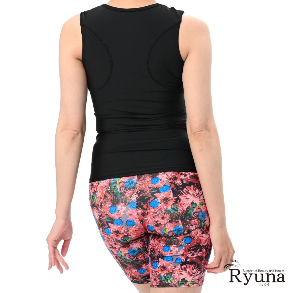 【SALE】【65％OFF】サイド花柄ボトム柄ノースリーブ水着