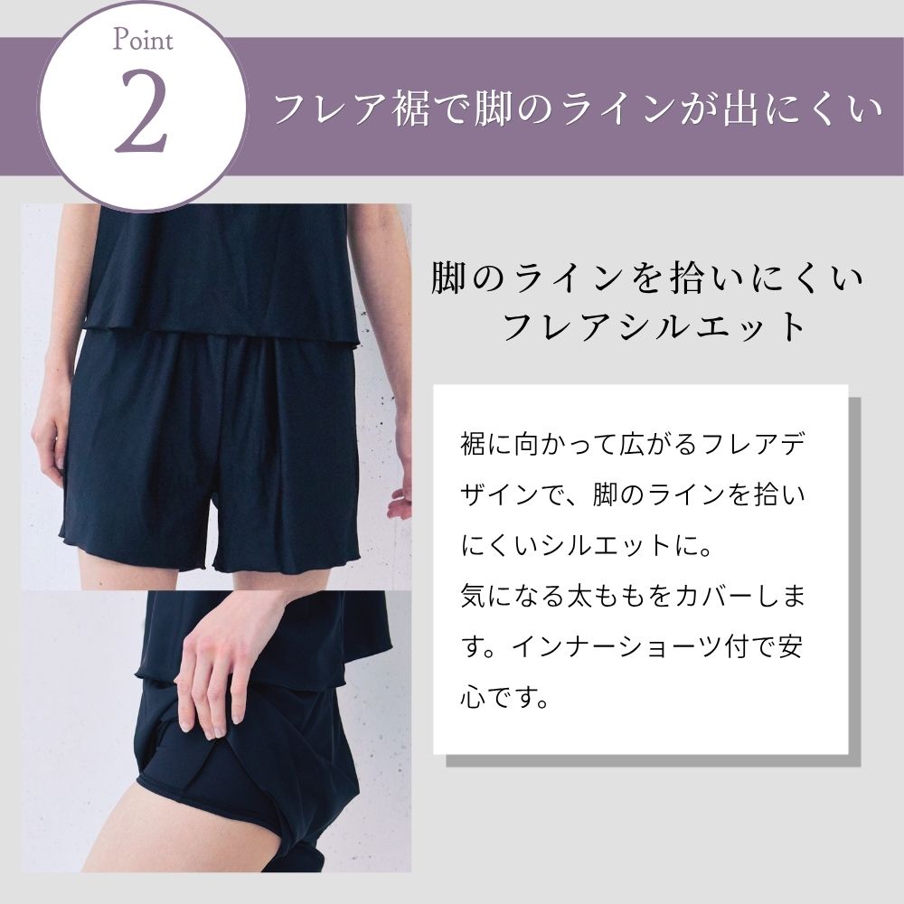 【プレゼントあり】体型カバー お腹カバー 下っ腹カバー フィットネス水着 ノースリーブ セパレート フレアデザイン めくれ上がり防止 大きいサイズ 着やすいサイズ リュウナ RYUNA AF2601