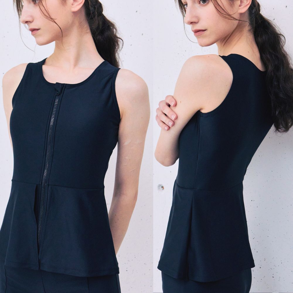 【プレゼントあり】体型カバー 下っ腹カバー 腰カバー フィットネス水着 ノースリーブ セパレート ペプラムデザイン めくれ上がり防止 大きいサイズ 着やすいサイズ リュウナ RYUNA AF2610