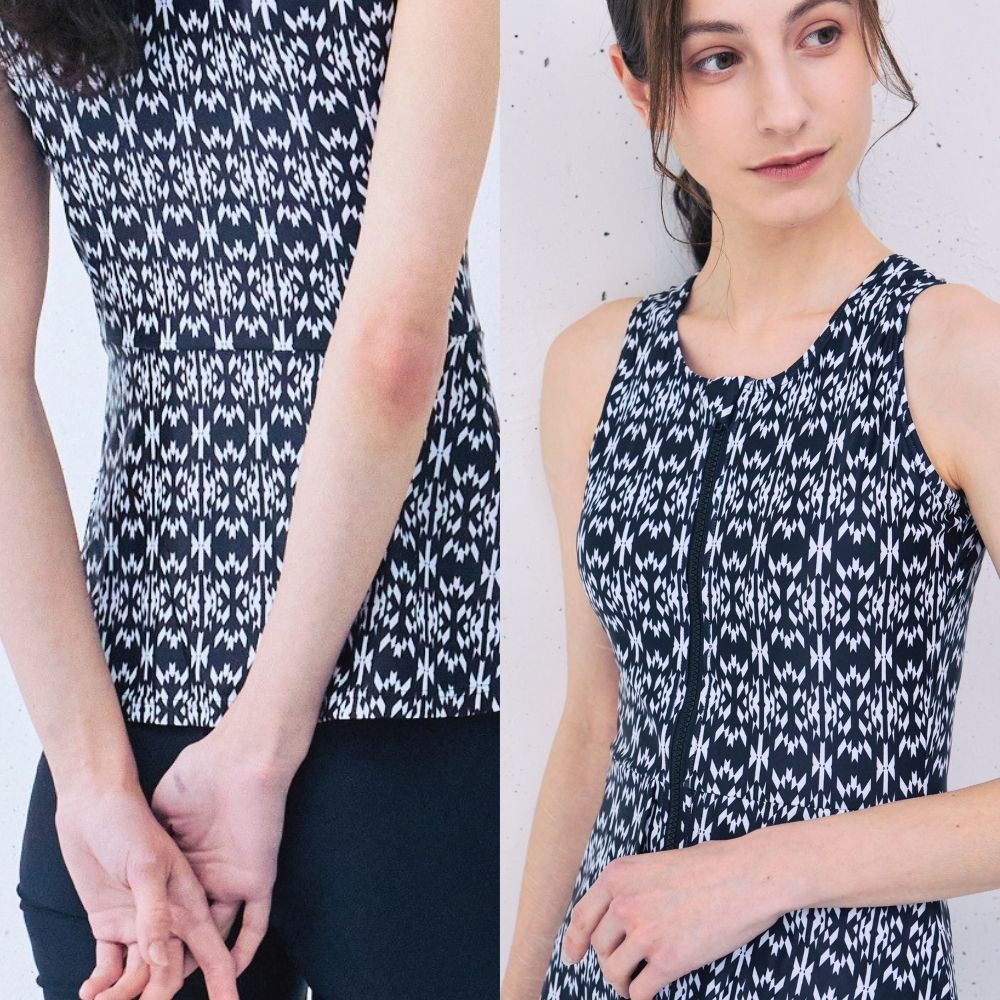 【プレゼントあり】体型カバー 下っ腹カバー 腰カバー フィットネス水着 ノースリーブ セパレート ペプラムデザイン めくれ上がり防止 大きいサイズ 着やすいサイズ リュウナ RYUNA AF2610