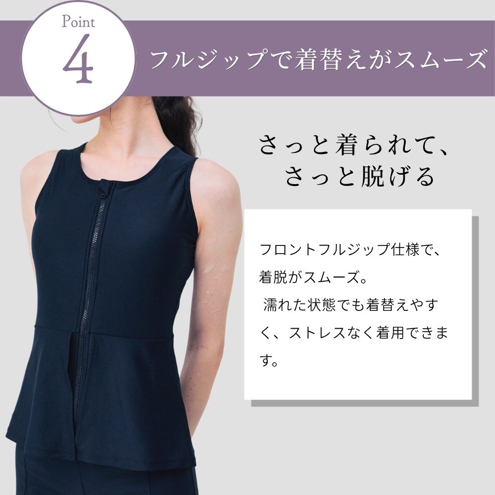 【プレゼントあり】体型カバー 下っ腹カバー 腰カバー フィットネス水着 ノースリーブ セパレート ペプラムデザイン めくれ上がり防止 大きいサイズ 着やすいサイズ リュウナ RYUNA AF2610