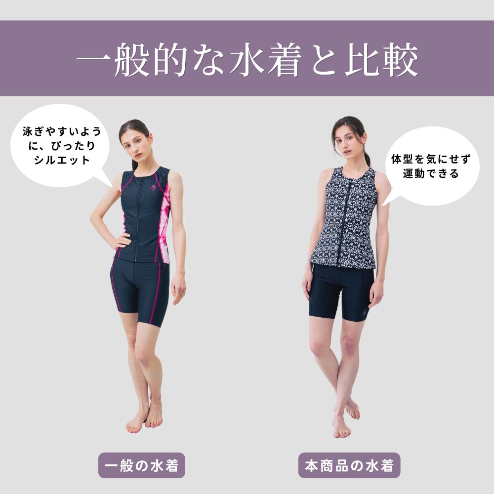 【プレゼントあり】体型カバー 下っ腹カバー 腰カバー フィットネス水着 ノースリーブ セパレート ペプラムデザイン めくれ上がり防止 大きいサイズ 着やすいサイズ リュウナ RYUNA AF2610