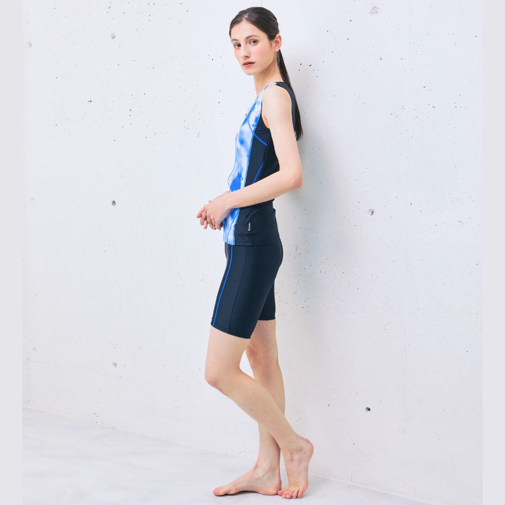【会員様のみ半額SALE】レディース 体型カバー フィットネス水着 ノースリーブ セパレート 日本製 大きいサイズ めくれ上がり防止 女性 リュウナ RYUNA KO2602S