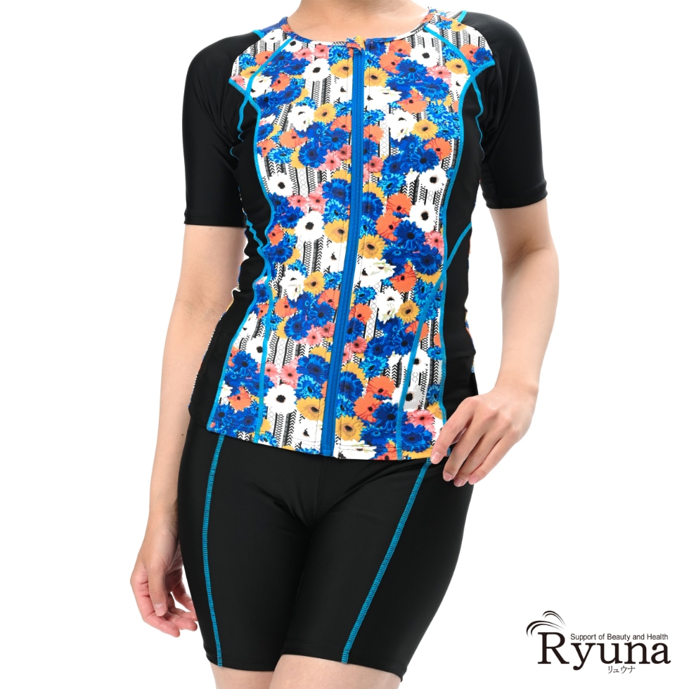 【SALE】【65%OFF】ガーベラ柄半袖水着