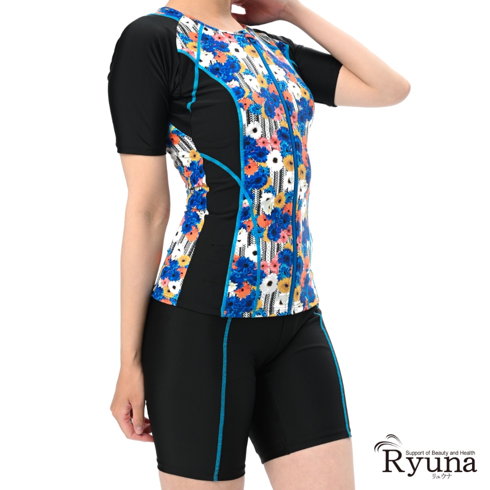 【SALE】【65%OFF】ガーベラ柄半袖水着