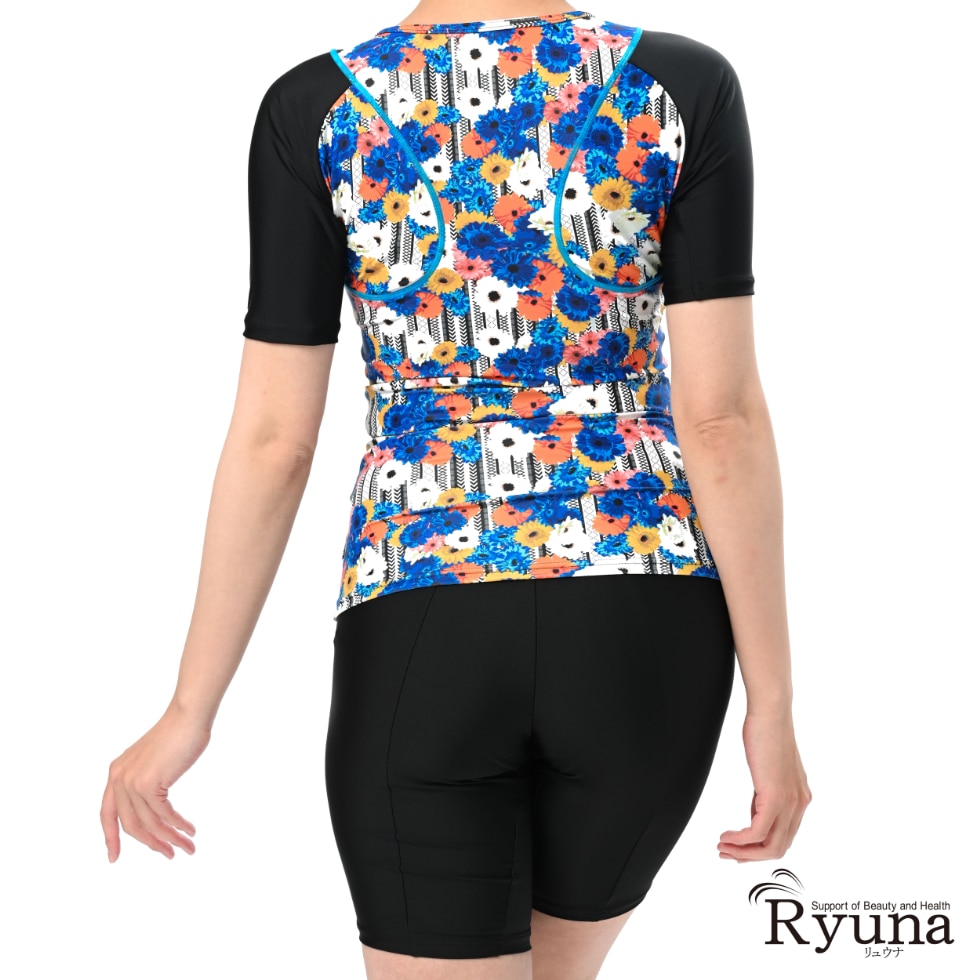 【SALE】【65%OFF】ガーベラ柄半袖水着