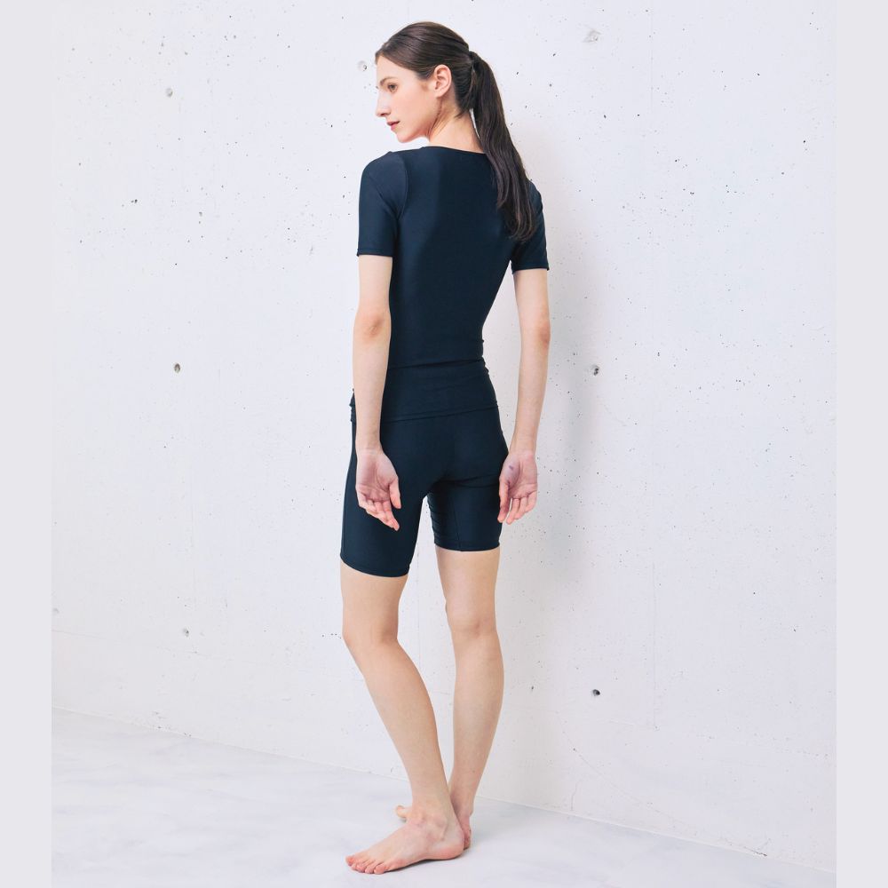 【会員様のみ半額SALE】レディース 体型カバー フィットネス水着 半袖 セパレート 日本製 大きいサイズ めくれ上がり防止 女性 リュウナ RYUNA KO2611S