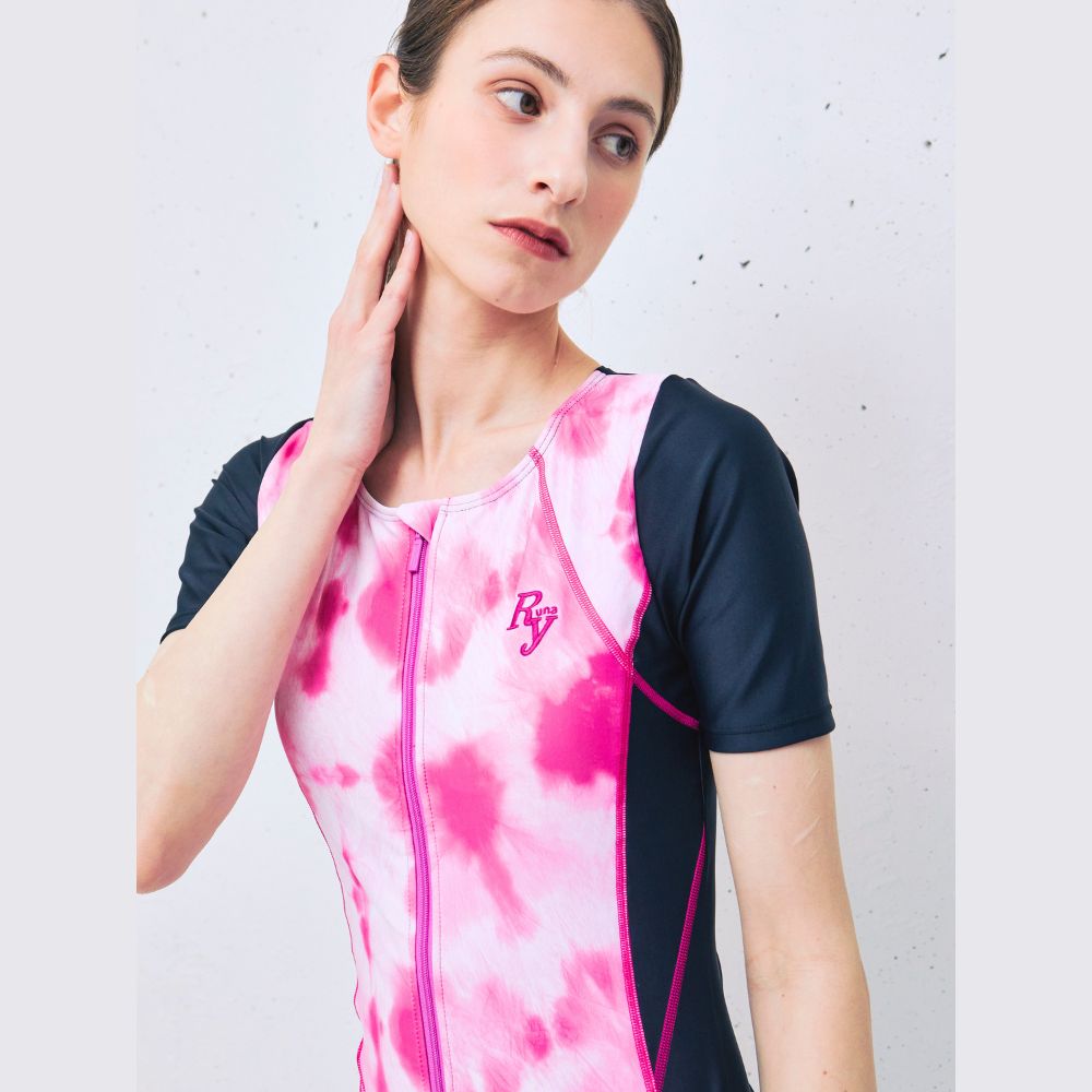【会員様のみ半額SALE】レディース 体型カバー フィットネス水着 半袖 セパレート 日本製 大きいサイズ めくれ上がり防止 女性 リュウナ RYUNA KO2611S