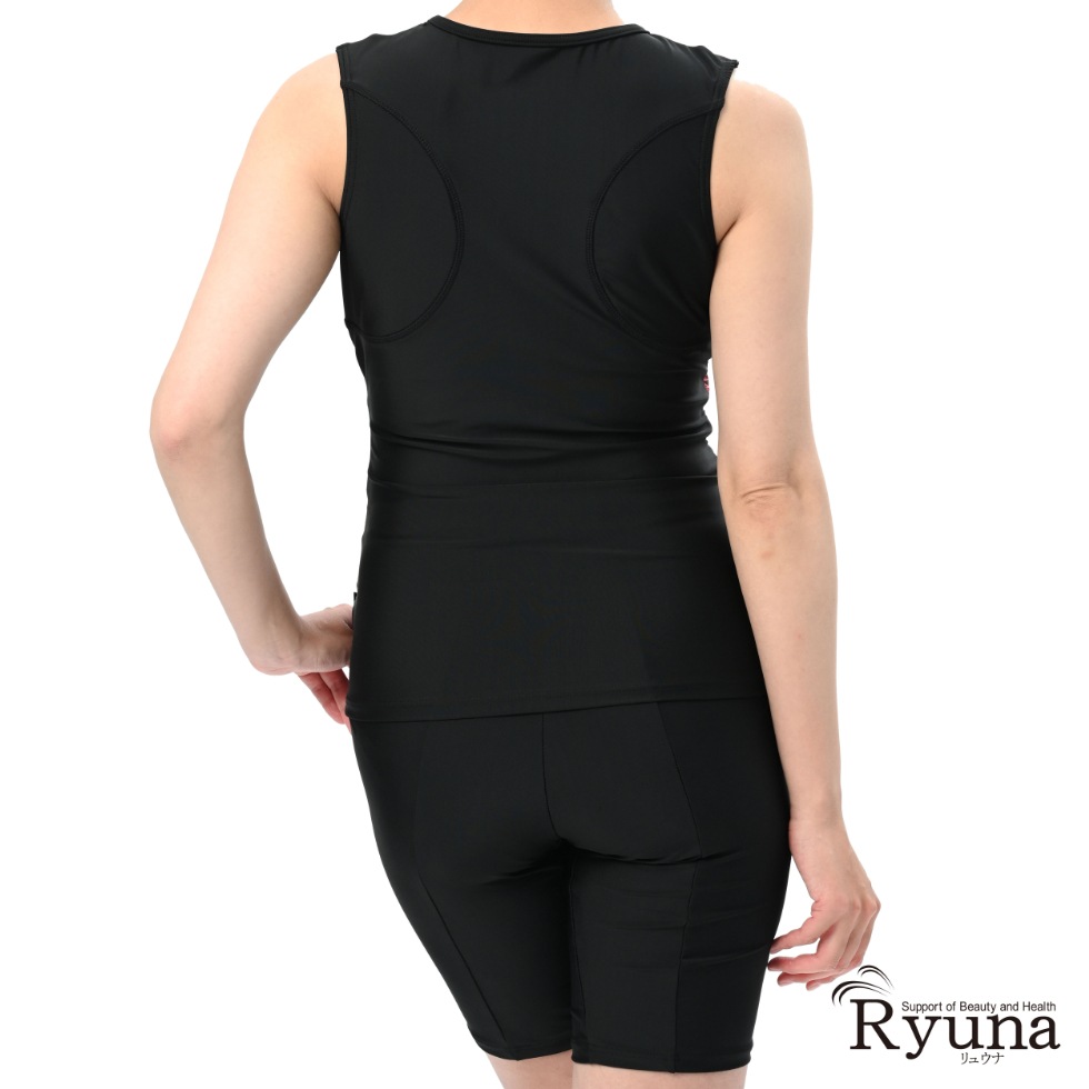 【SALE】【65%OFF】サイド花柄ボトム無地ノースリーブ水着