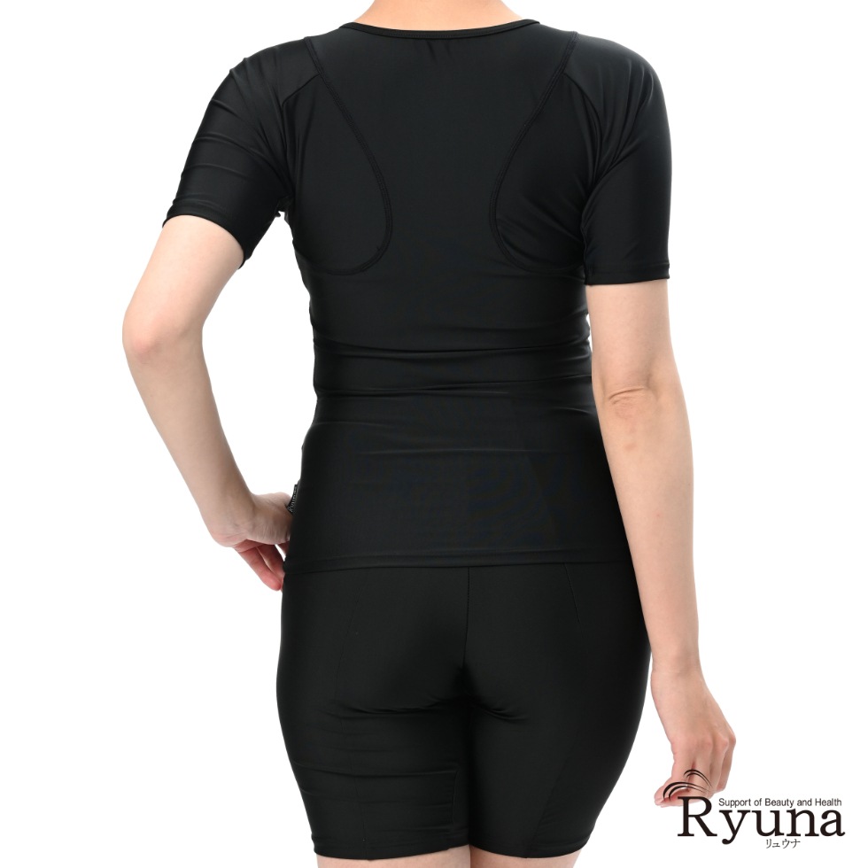 【SALE】【65%OFF】サイド花柄ボトム無地半袖水着大寸