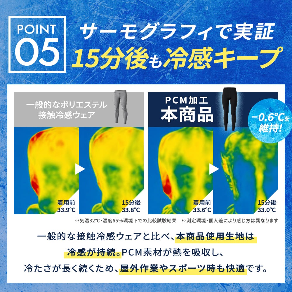 氷爽 PCM メンズ レギンス トップス 強冷感 接触冷感 持続冷感 UVカット ストレッチ ワーク スポーツ PCM-M03