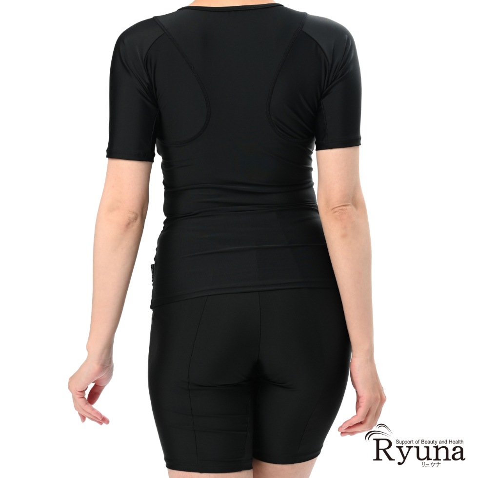 【SALE】【65%OFF】サイドガーベラ柄ボトム無地半袖水着大寸