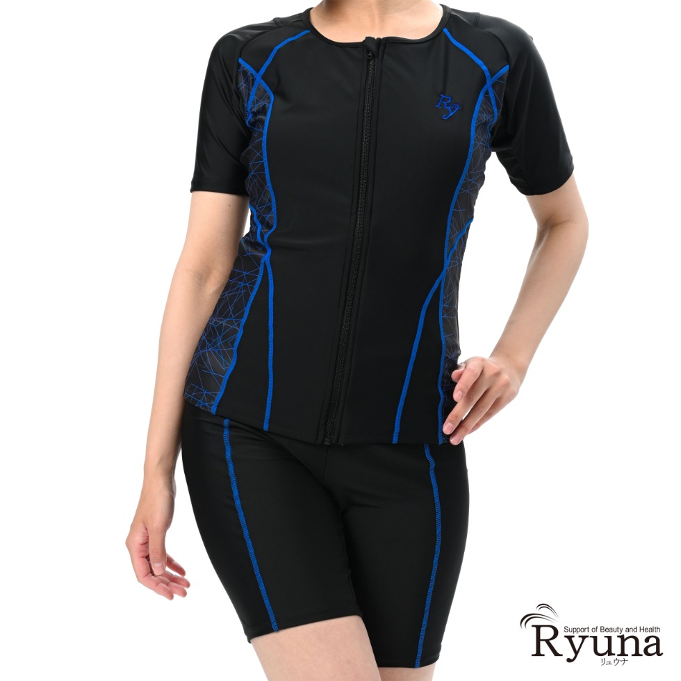 【SALE】【65%OFF】サイドライン柄ボトム無地半袖水着