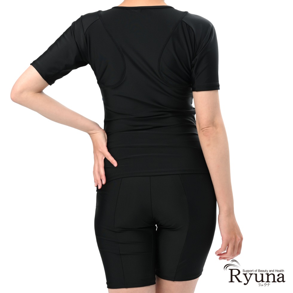 【SALE】【65%OFF】サイドライン柄ボトム無地半袖水着