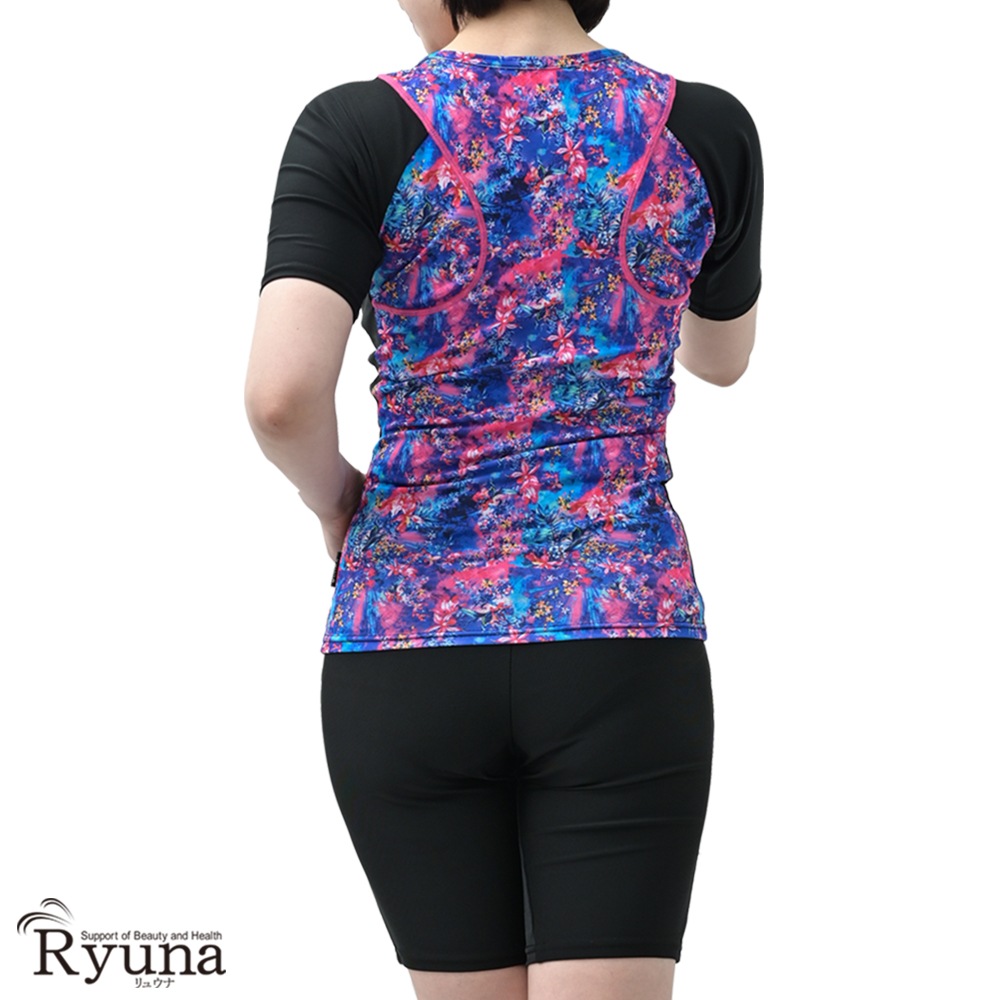 フィットネス水着 ジム用水着 レディース 30代 40代 セパレート 半袖 9M 11L 13L 15LL 17LL 19LL 21LL 23LL 50代 60代 体型カバー ママ プール 大きい NP2411L NP2411P NP2411S NP2411L-B NP2411P-B NP2411S-B