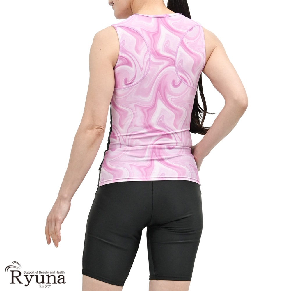 婦人 レディース 水着 ジム用水着 フィットネス水着 ノースリーブ セパレート フルジップ ファスナー 体型カバー 柄 ロゴ 9M 11L 13L 15LL 17LL 19LL 21LL 23LL 40代 50代 60代 70代 大きいサイズ NB2502M NB2502R