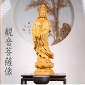 白衣観音 木彫り仏像 15cm｜観世音菩薩・観自在菩薩｜白衣を纏う慈悲の守護仏|仏像