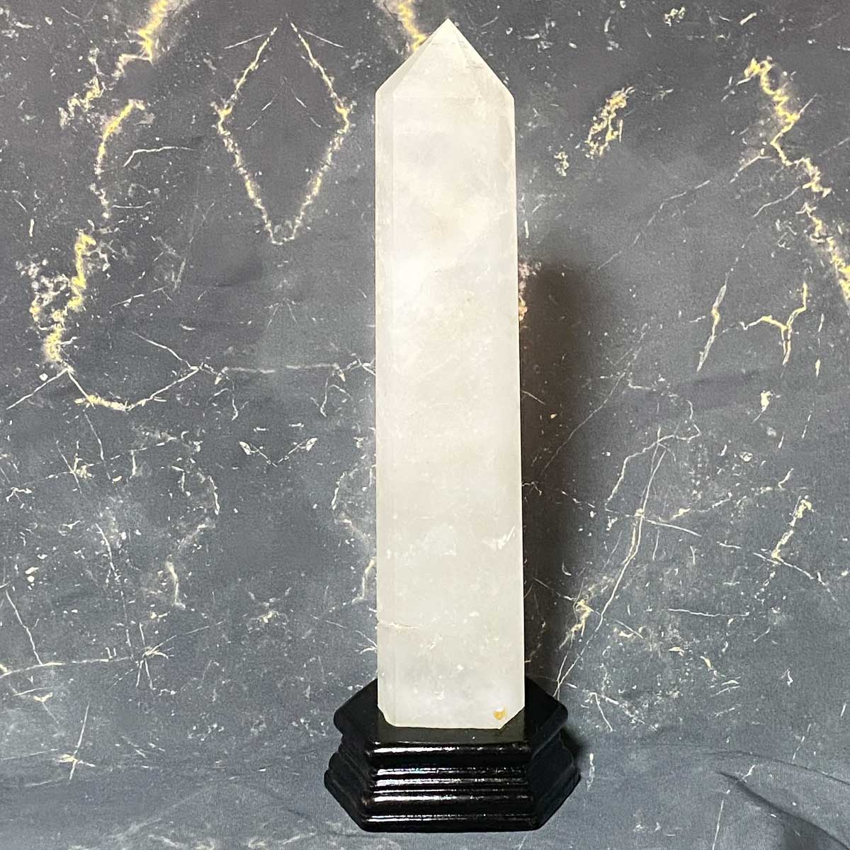 ヒマラヤ水晶 六角柱 大型ポイント原石 高さ30cm｜台座付き 高波動