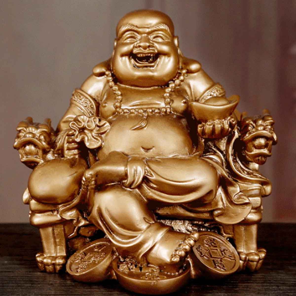 布袋尊 龍椅子座像｜金運・開運・家庭円満を招く【約8cm×6cm×7.5cm