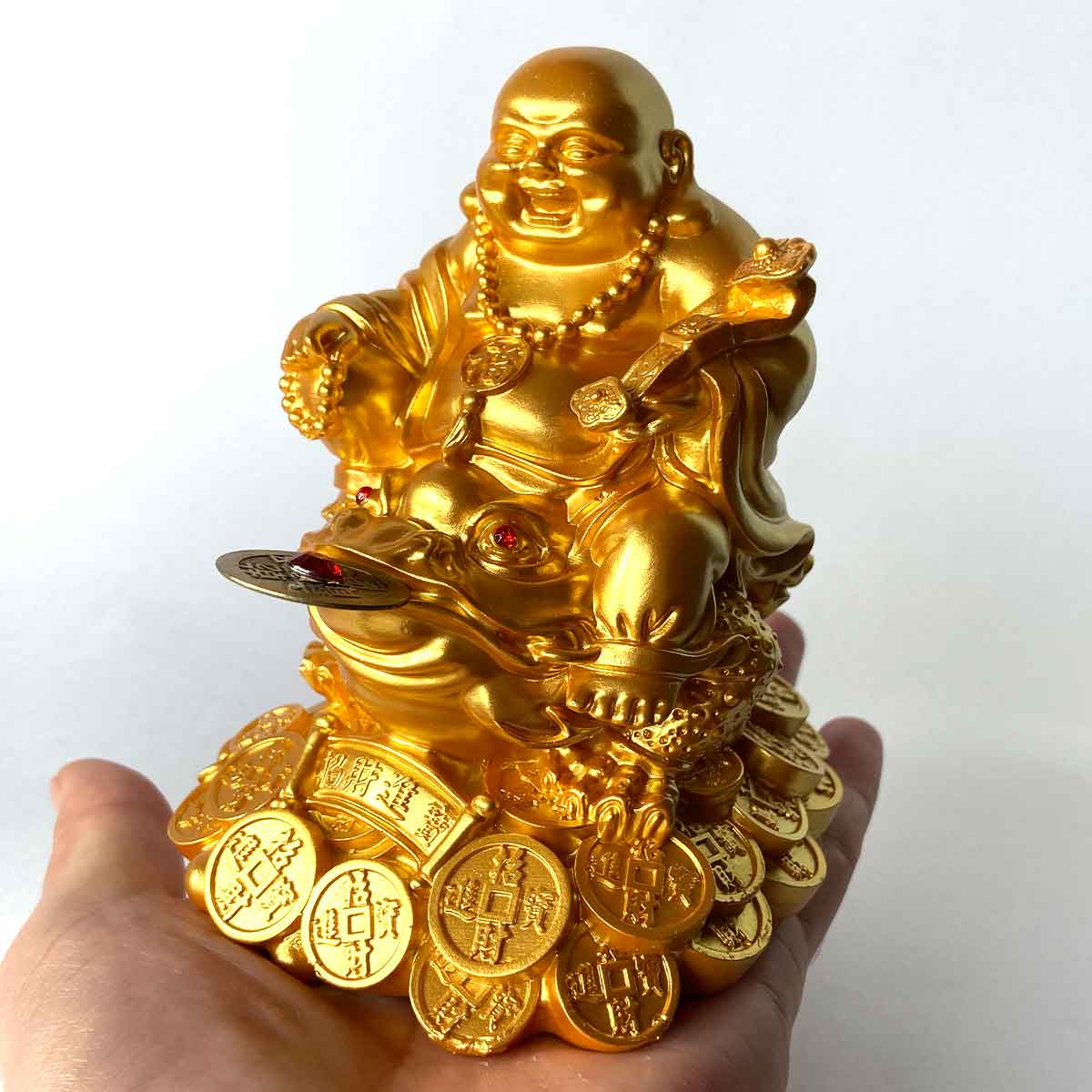 布袋尊 三本足蛙乗り像｜金運・開運・家庭円満を招く福神像【約11.5cm