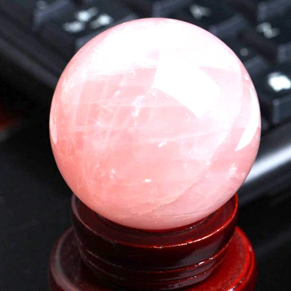天然ローズクォーツ 丸玉（ブラジル産）10cm 台座付き｜ピンククォーツ