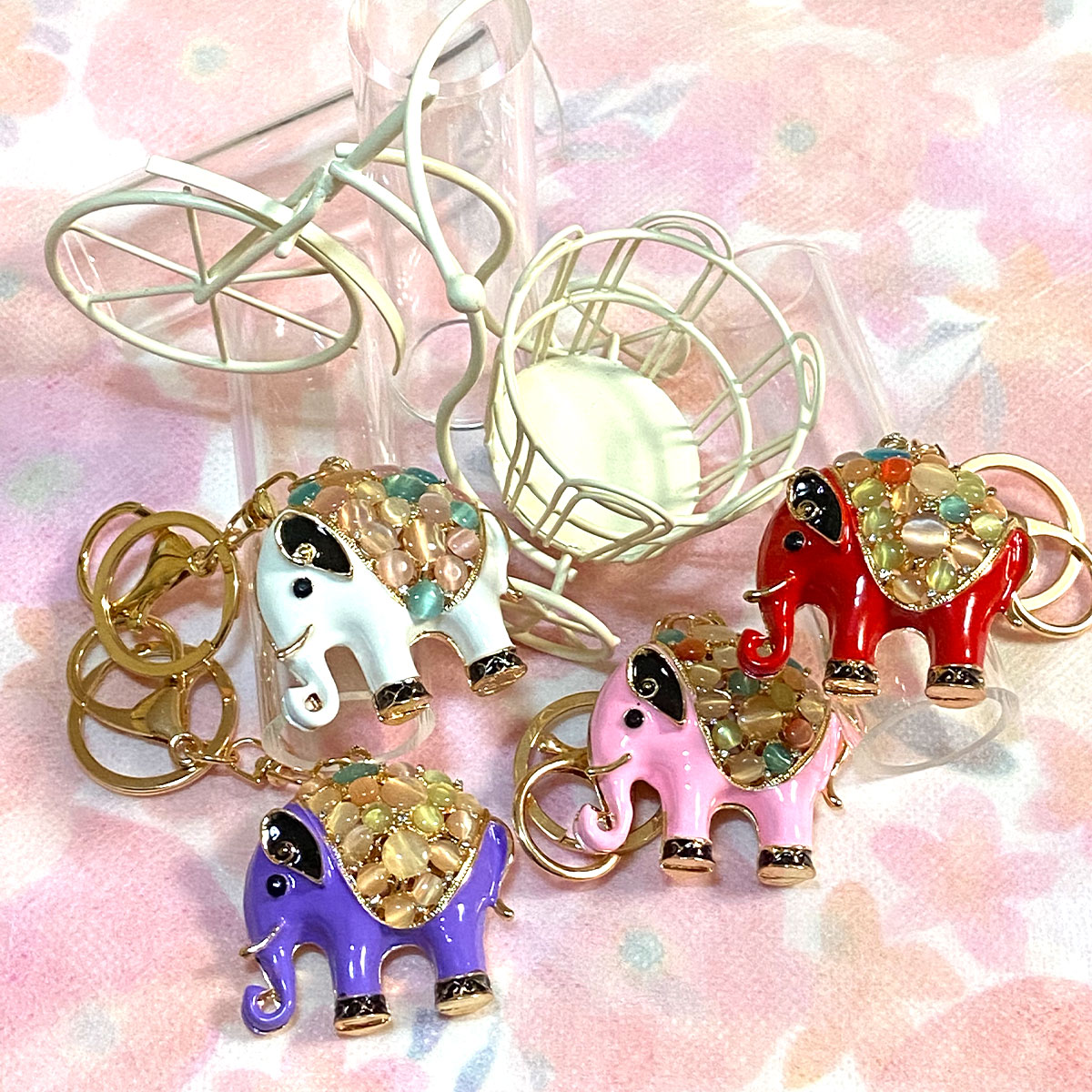 象（ゾウ）キーホルダー Cタイプ｜エナメル仕上げの可愛いバッグ