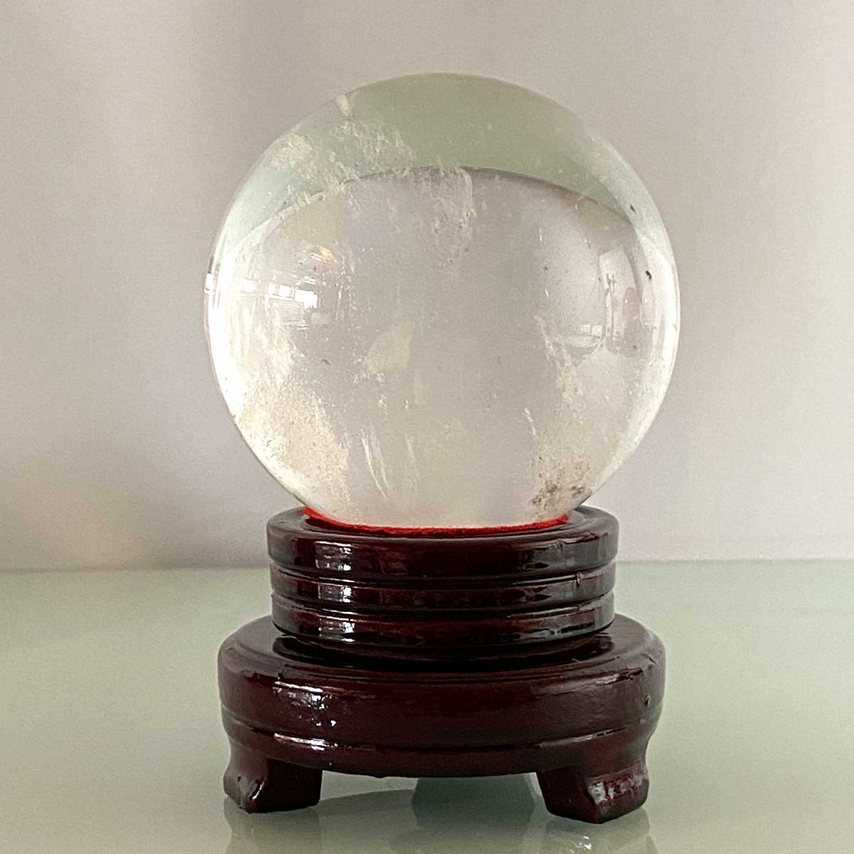 天然クリアクォーツ 丸玉（台座付き）｜白水晶 原石磨きスフィア 浄化