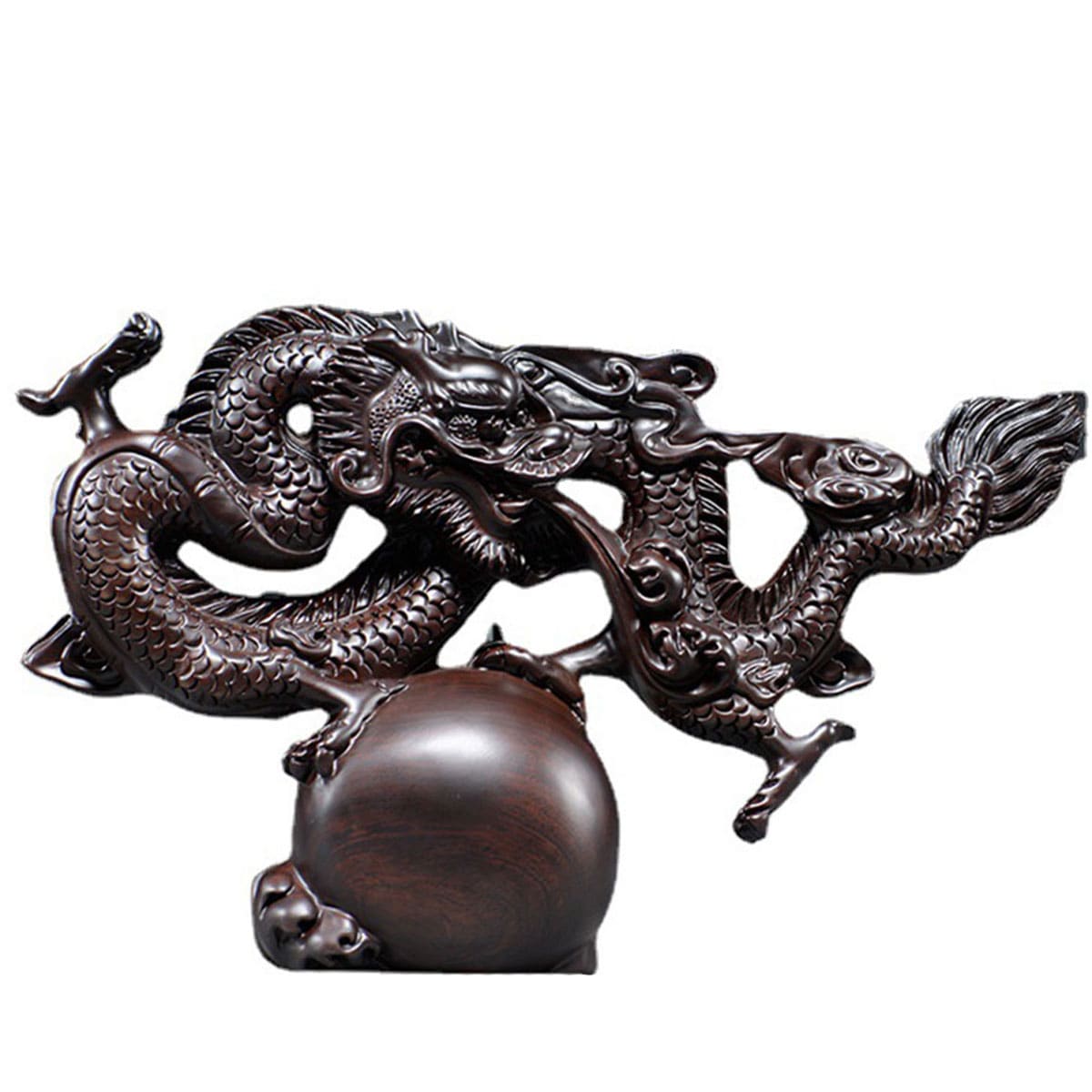 龍神 雲龍 木彫り（黒檀・花梨製）｜如意宝珠【商売繁盛・心願成就・金