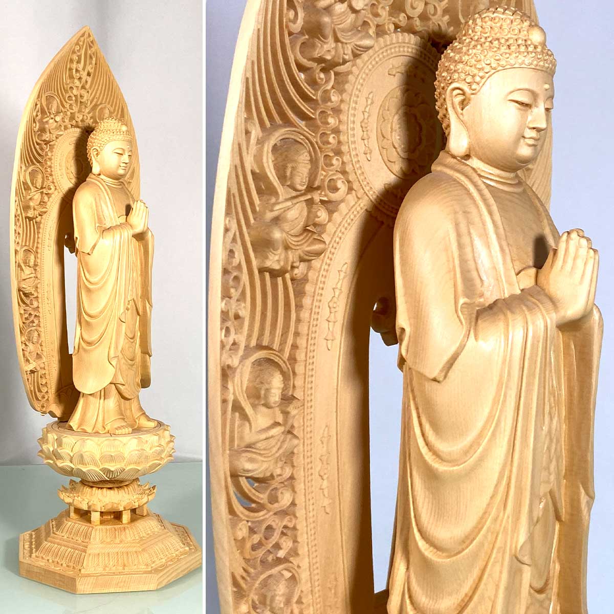 桧　２.５寸　阿弥陀如来　仏像 #048 仏像 阿弥陀如来像 浄土宗 天台宗 時宗 桧木 2.0寸 2.5寸 丸座