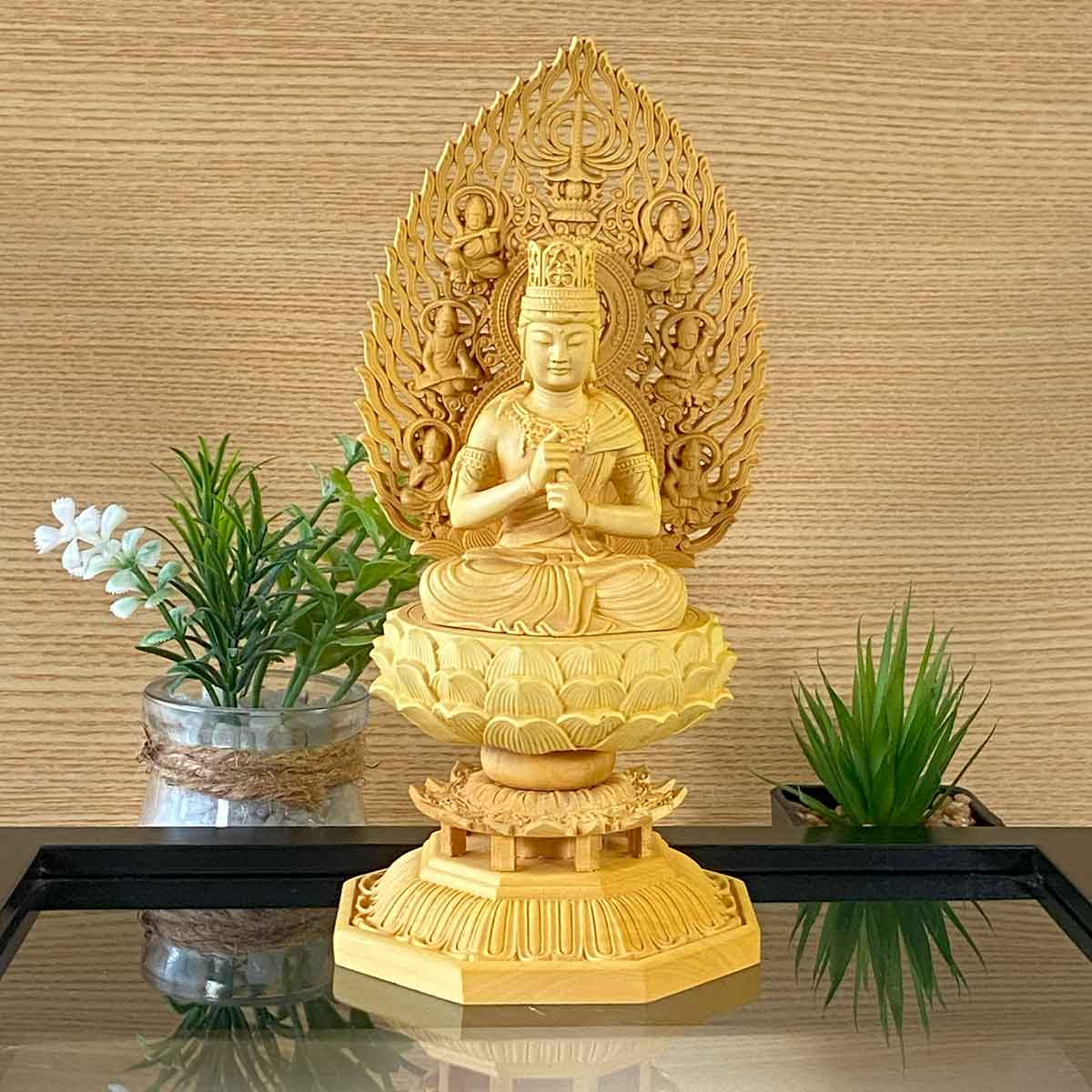 高級ポプラ木材 仏教美術 仏像 精密彫刻 仏像 手製 木彫仏像 大日如来駅