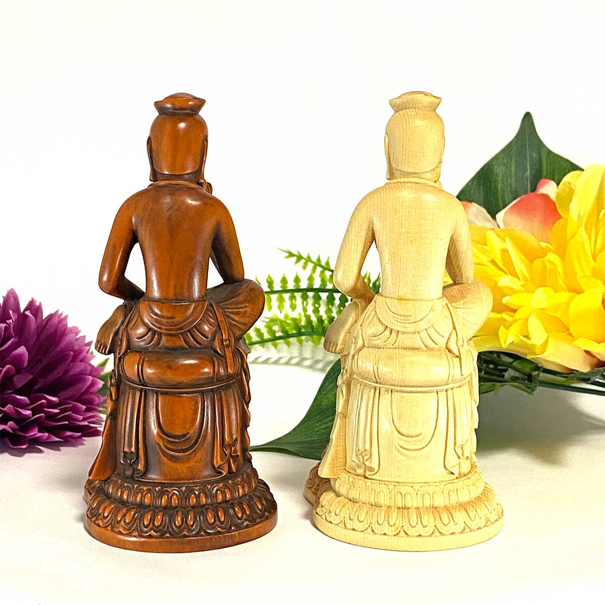 弥勒菩薩 木彫仏像 12.5cm｜桧木・黄楊製｜未来仏・慈悲の象徴｜仏壇