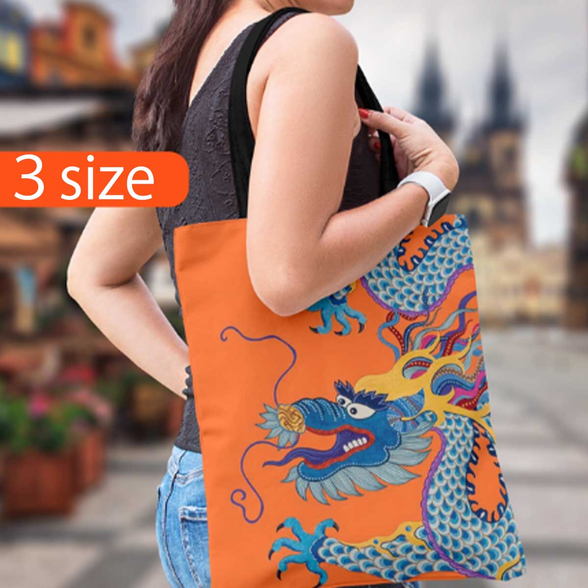 青龍アート トートバッグ｜内側までデザイン入り・ファスナー付き・3